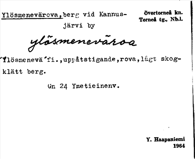 Bild på arkivkortet för arkivposten Ylösmenevärova