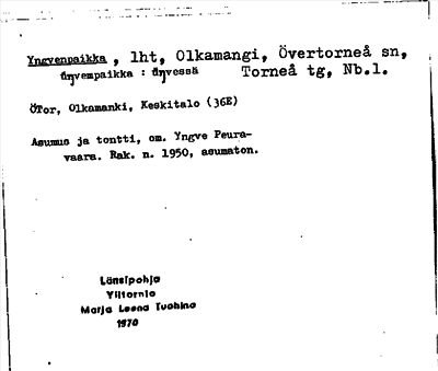 Bild på arkivkortet för arkivposten Yngvenpaikka