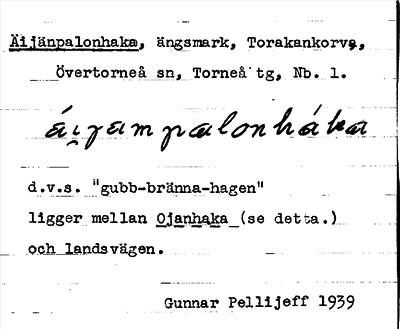 Bild på arkivkortet för arkivposten Äijänpalonhaka