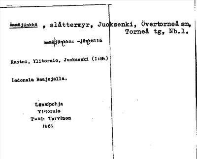 Bild på arkivkortet för arkivposten Ämmäjänkkä