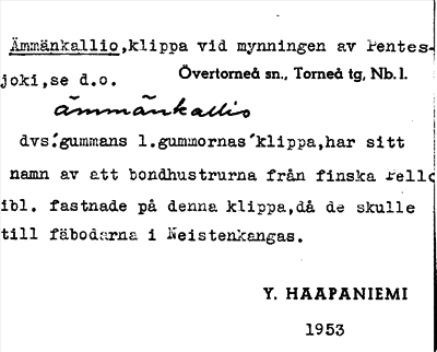 Bild på arkivkortet för arkivposten Ämmänkallio