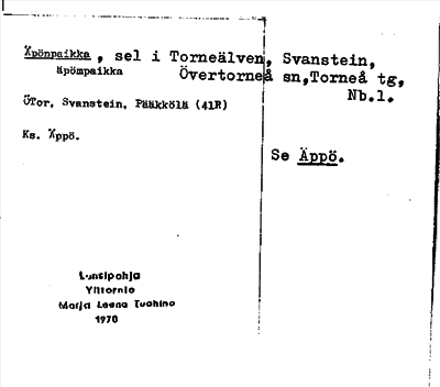 Bild på arkivkortet för arkivposten Äpönpaikka
