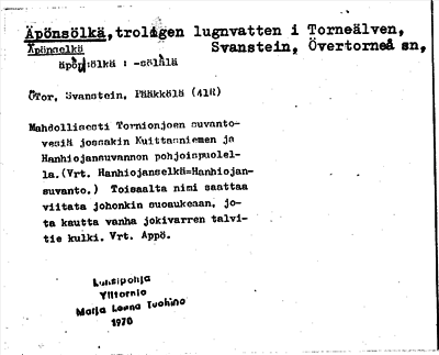 Bild på arkivkortet för arkivposten Äpönsölkä, Äpönselkä