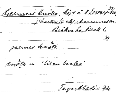 Bild på arkivkortet för arkivposten Hjalmars knötte