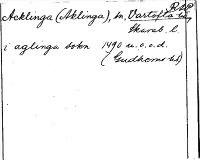Bild på arkivkortet för arkivposten Acklinga (Aklinga)