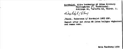 Bild på arkivkortet för arkivposten Korshulet