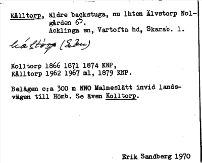 Bild på arkivkortet för arkivposten Kålltorp
