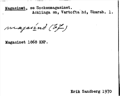 Bild på arkivkortet för arkivposten Magasinet