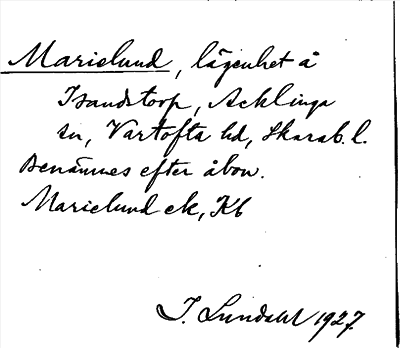 Bild på arkivkortet för arkivposten Marielund