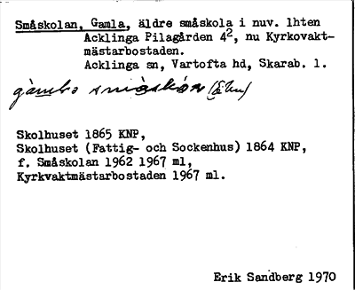 Bild på arkivkortet för arkivposten Småskolan, Gamla