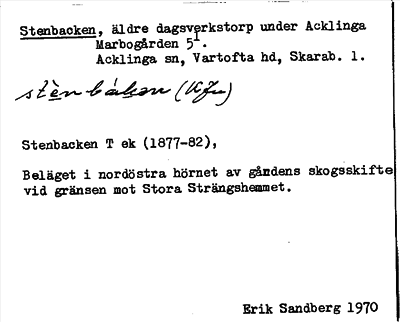 Bild på arkivkortet för arkivposten Stenbacken