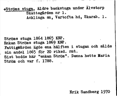 Bild på arkivkortet för arkivposten +Ströms stuga