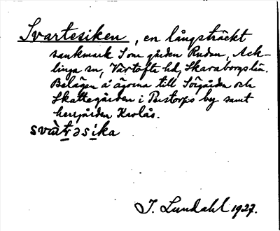 Bild på arkivkortet för arkivposten Svartesiken
