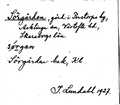 Bild på arkivkortet för arkivposten Sörgården