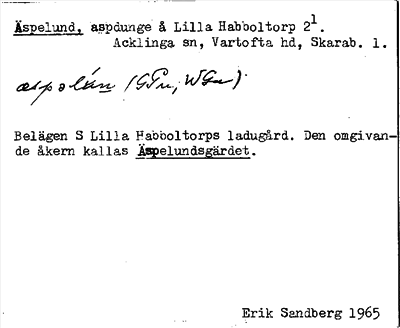 Bild på arkivkortet för arkivposten Äspelund