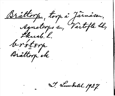 Bild på arkivkortet för arkivposten Bråttorp