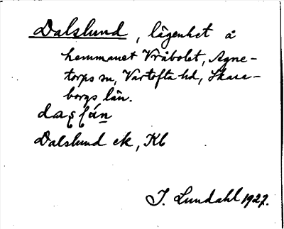 Bild på arkivkortet för arkivposten Dalslund