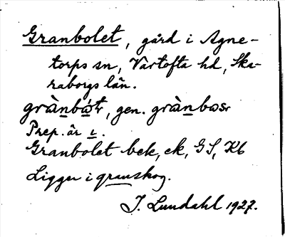 Bild på arkivkortet för arkivposten Granbolet