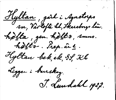Bild på arkivkortet för arkivposten Hyltan
