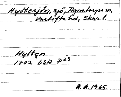Bild på arkivkortet för arkivposten Hyltesjön