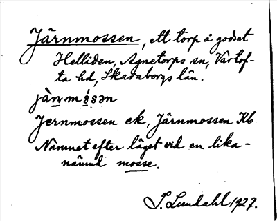Bild på arkivkortet för arkivposten Järnmossen