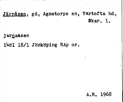 Bild på arkivkortet för arkivposten Järnåsen