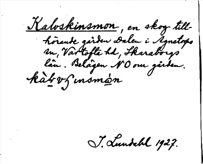 Bild på arkivkortet för arkivposten Kalvskinsmon
