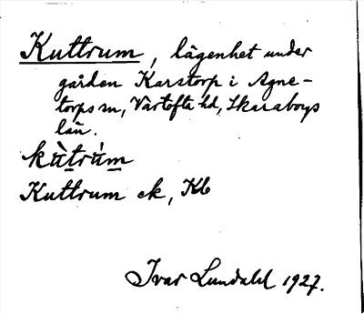 Bild på arkivkortet för arkivposten Kuttrum