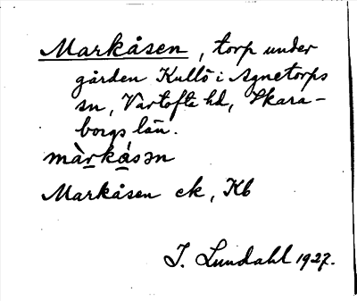 Bild på arkivkortet för arkivposten Markåsen