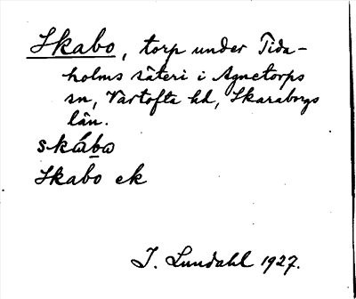 Bild på arkivkortet för arkivposten Skabo