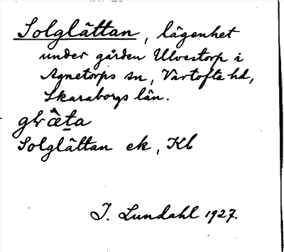 Bild på arkivkortet för arkivposten Solglättan