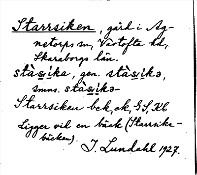Bild på arkivkortet för arkivposten Starrsiken
