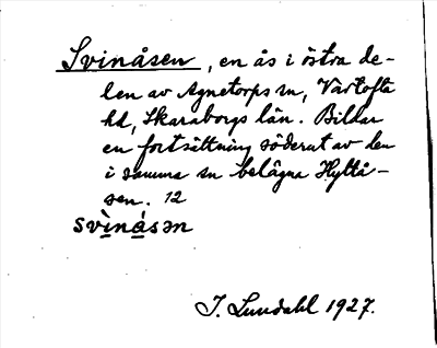 Bild på arkivkortet för arkivposten Svinåsen