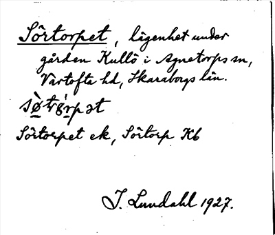Bild på arkivkortet för arkivposten Sörtorpet