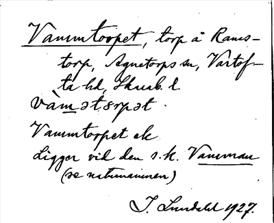 Bild på arkivkortet för arkivposten Vammtorpet