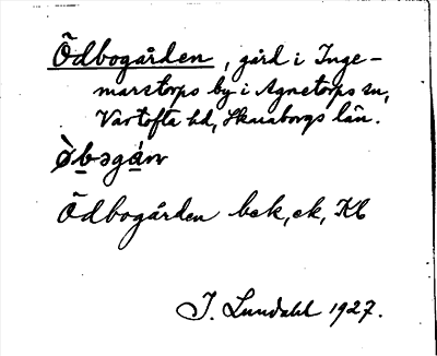 Bild på arkivkortet för arkivposten Ödbogården