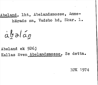 Bild på arkivkortet för arkivposten Abeland