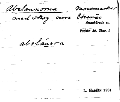 Bild på arkivkortet för arkivposten Abelannorna