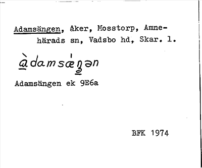 Bild på arkivkortet för arkivposten Adamsängen