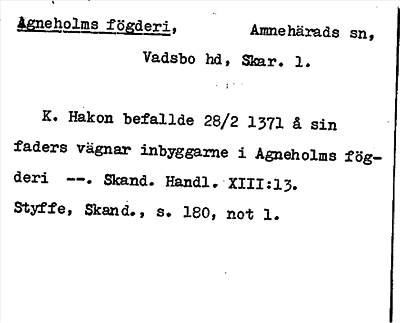 Bild på arkivkortet för arkivposten Agneholms fögderi