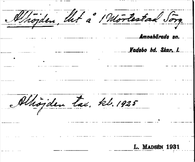Bild på arkivkortet för arkivposten Alhöjden