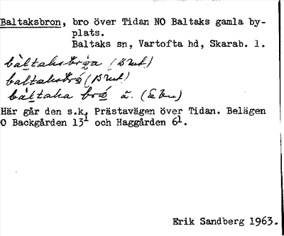 Bild på arkivkortet för arkivposten Baltaksbron