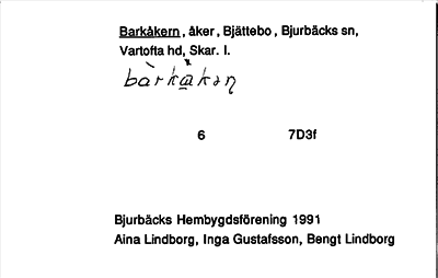 Bild på arkivkortet för arkivposten Barkåkern