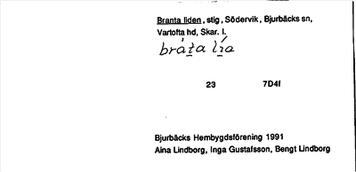 Bild på arkivkortet för arkivposten Branta liden