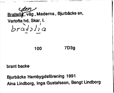 Bild på arkivkortet för arkivposten Bratteliden