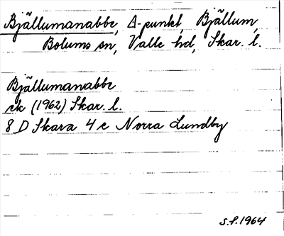 Bild på arkivkortet för arkivposten Bjällumanabbe