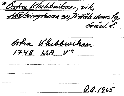 Bild på arkivkortet för arkivposten *Östra Klubbwiken
