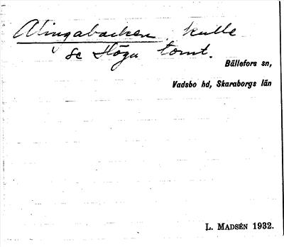 Bild på arkivkortet för arkivposten Alingabacken, se Höga tomt