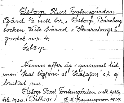 Bild på arkivkortet för arkivposten Östorp Karl Torstensgården