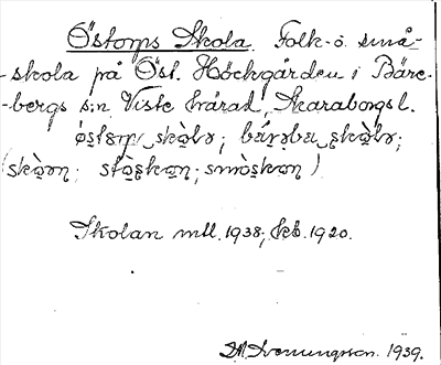 Bild på arkivkortet för arkivposten Östorp Skola